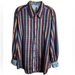 Robert Graham classic Chiswick stripe flip cuff plaid/ paisley LS- 2XL shirt